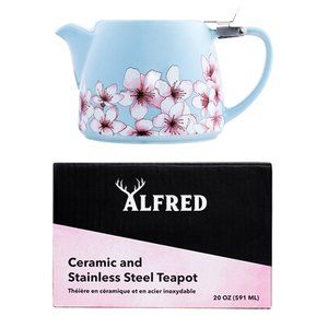☕️ Ceramic Tea Pot ALFRED Blue Floral Teapot 20 oz